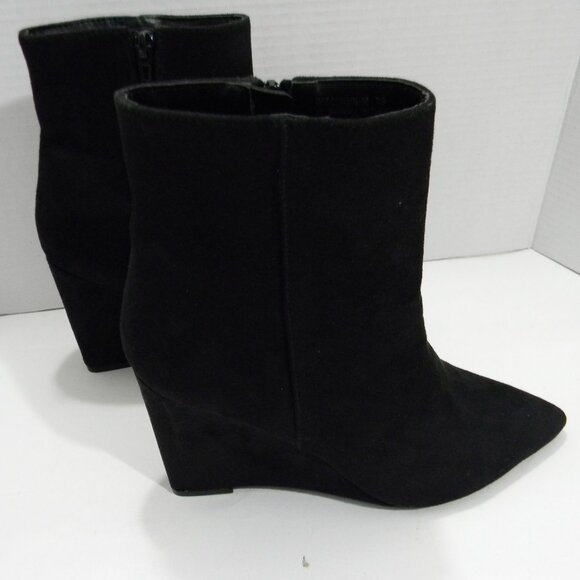 Bamboo Black Wedge Heel Ankle Boots Sueded Witchy Feminine Goth NWOT - Picture 5 of 8